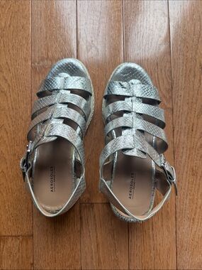 AEROSOLES Metallic Silver Girls' Strappy Gladiator Sandals